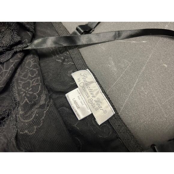 Seductive Wear by Cinema Etoile Sheer Black Paisley Pattern Sexy Slip Blouse L - Picture 4 of 6